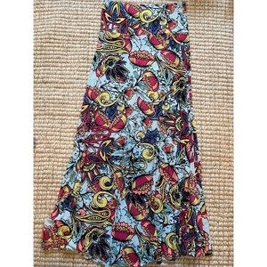 Lularoe Maxi Skirt— Blue Floral Paisley Slinky Size Small
